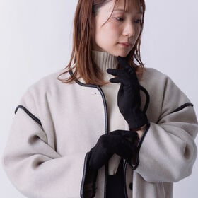 【ブラック】スマートフォン対応 手触りなめらか＆裏起毛シャム...