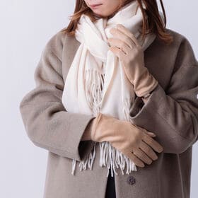 【ベージュ】スマートフォン対応 手触りなめらか＆裏起毛シャム...