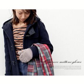 【グレー】もこもこふわふわ指切り2wayミトン