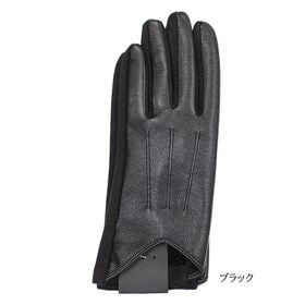 【ブラック】フェイクレザー あたたかくおしゃれな裏起毛手袋