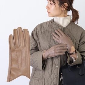 【モカ】フェイクレザー あたたかくおしゃれな裏起毛手袋