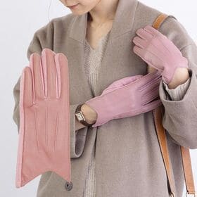 【ピンク】フェイクレザー あたたかくおしゃれな裏起毛手袋