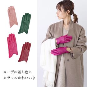 【ピンク】フェイクレザー あたたかくおしゃれな裏起毛手袋