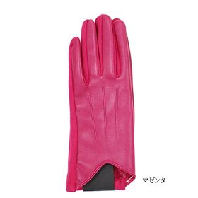 【マゼンタ】フェイクレザー あたたかくおしゃれな裏起毛手袋