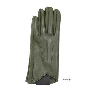 【カーキ】フェイクレザー あたたかくおしゃれな裏起毛手袋