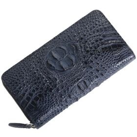 【ブラック】クロコダイル レザー ホーンバック ラウンドファ...