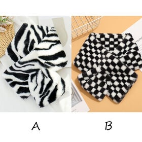 【Bチェック柄】ふわふわフェイクファー 差し込みティペット