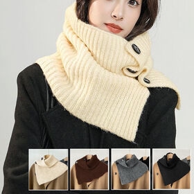 【グレー】ボタン付きニットスヌード