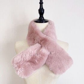 【ピンク】ふわふわマフラー ティペット 差し込みタイプ