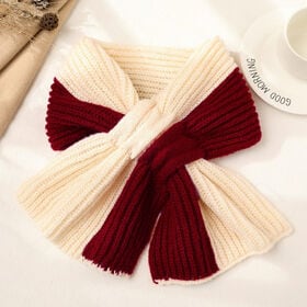 【ワインレッド】バイカラーマフラー 差し込みタイプ