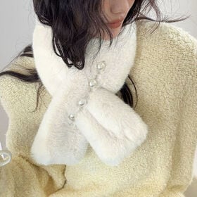 【A02/ホワイト】ふわふわフェイクファーティペット