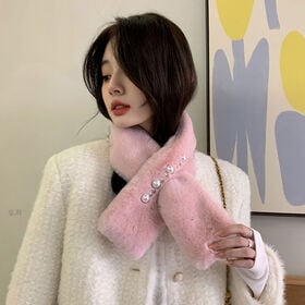 【A02/ピンク】ふわふわフェイクファーティペット