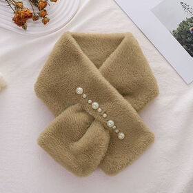 【A02/キャメル】ふわふわフェイクファーティペット