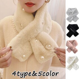 【A04/ホワイト】ふわふわフェイクファーティペット