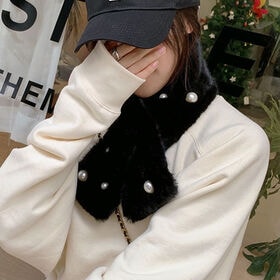 【A04/ブラック】ふわふわフェイクファーティペット | ふわふわのボリューム感が嬉しいフェイクファー 差し込みタイプのマフラー