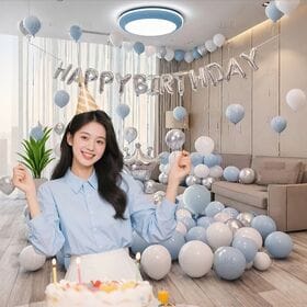 【ブルーHAPPY BIRTHDAY 誕生日バルーンセット