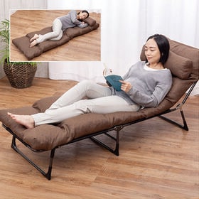 【ブラウン】枕・ごろ寝座布団リクライニングベッド