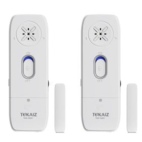 【2個セット】窓用防犯ブザー（ダブル感知タイプ／両面接着ステッカー付／厚さ8.5mm／工事不要）