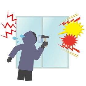 【2個セット】窓用防犯ブザー（ダブル感知タイプ／両面接着ステッカー付／厚さ8.5mm／工事不要）