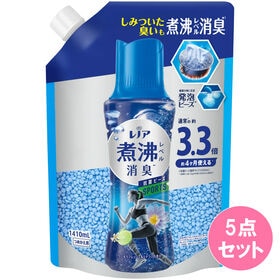 レノア煮沸レベル消臭抗菌ビーズ スポーツ クールリフレッシュ＆シトラスの香り 替え超特大×5点セット | しみついたニオイも煮沸×発泡ビーズで消臭