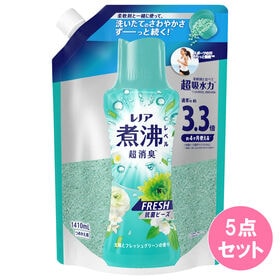 レノア煮沸レベル消臭抗菌ビーズ 太陽とフレッシュグリーンの香り 詰替え超特大1410ML×5点セット | 洗いたてのさわやかさ、ずーっと続く！