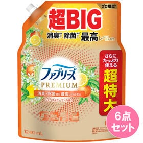 ファブリーズ W除菌＋消臭 プレミアム シトラス＆ガーデンの香り 詰替え 1240ML×6点セット | ”プロ推奨”消臭＋除菌成分最高レベル配合。