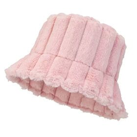 【ピンク】ふわふわファーのバケットハット | ふわふわのファーで被り心地のいいバケットハット