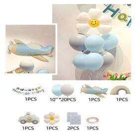 男の子が喜ぶ！飛行機＆パトカーのバスデーバルーン＆ガーランドセット