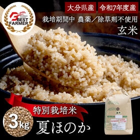 【玄米3kg】特別栽培米 大分県産 宗像農園 夏ほのか 栽培期間農薬不使用 令和7年産 | 表土に幕を作り水とで酸素届かない状態にして除草剤を使用しないで除草する農法