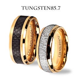 【カーボン15号】刻印入り　超硬タングステン　コンビリング | ★重厚感あふれる希少金属「タングステン」を使用したリング！