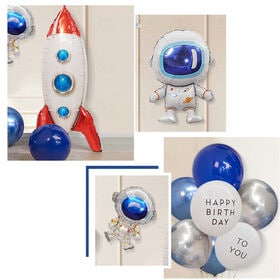男の子が喜ぶ！宇宙飛行士＆ロケットのバスデーバルーン＆ガーランド＆タペストリーセット