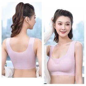 【ブラック/Lサイズ】U型ノンワイヤースポーツブラ