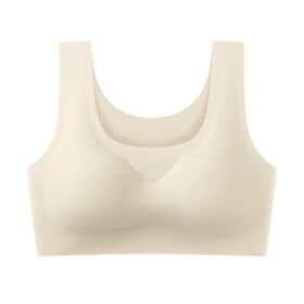 【ベージュ/Mサイズ】U型ノンワイヤースポーツブラ