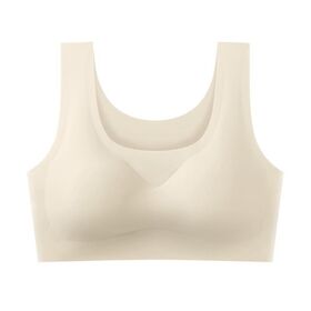 【ベージュ/XLサイズ】U型ノンワイヤースポーツブラ