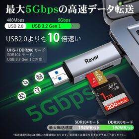 【ブラック】USB 3.2 DDR200モード Type-C OTG対応 カードリーダー