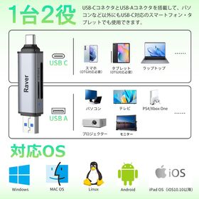 【グレー】USB 3.2 DDR200モード Type-C OTG対応 カードリーダー