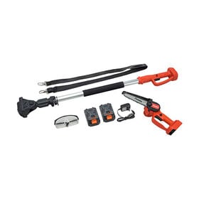 ファミラ 充電式コードレス2WAY高枝チェーンソー6点セット 予備バッテリー付き