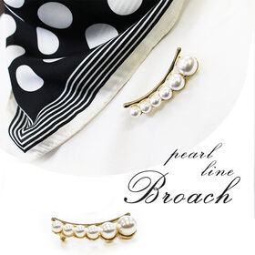 【Aタイプ】パールラインブローチ ゴールド | 並んだパールがエレガントなデザインのパールブローチ。ハレノヒはもちろん、普段使いも〇