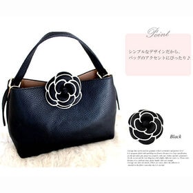 【ブラック】クリップブローチ カメリア フォーマルコサージュ