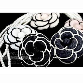 【ネイビー】クリップブローチ カメリア フォーマルコサージュ