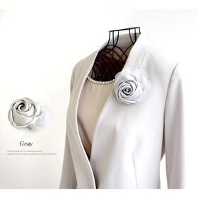 【グレー】サテンローズコサージュ パール チュール