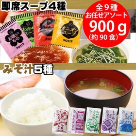 【計約900g/約90食】即席 国産 味噌汁・スープセット | 持ち運び便利！使い切りで便利！職場に。一人暮らしに。時間のない朝食に。
