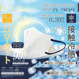 【30枚入×3箱セット】UVもカットする冷感バイカラーマスク　<ホワイトxネイビー>