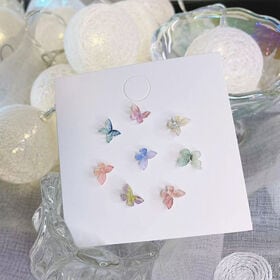 【8個セット】カラフル蝶々ピアスセット