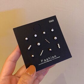 パール・ストーン・メタルボール シンプルピアス6点セット