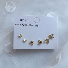 【ゴールド】 ピアス3ペアセット（ハート+蝶々×2ペア）
