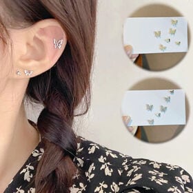 【ゴールド】 ピアス3ペアセット（ハート+蝶々×2ペア）