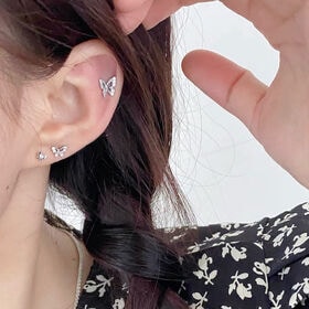 【ゴールド】 ピアス3ペアセット（ハート+蝶々×2ペア）