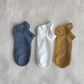 【3足セット】アキレスガード付ソックス（イエロー・ホワイト・ブルー） | シンプルなデザインの靴下