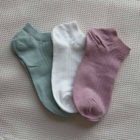 【3足セット】スニーカーソックス（グリーン・ホワイト・ピンク）